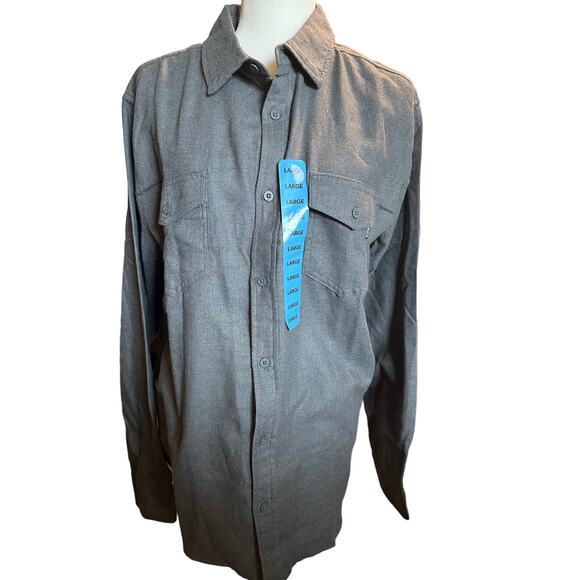 Hurley Charcoal Ultra Soft Brushed Flannel Regular Fit Shirt, Size Large NWT - Picture 2 of 8